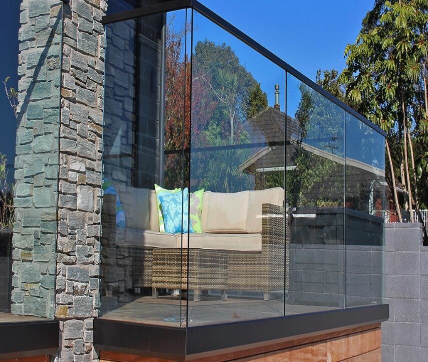 لوله های نرده تزئینی شیشه ای بدون قاب تزئینی طبقه نصب شده ISO 9001